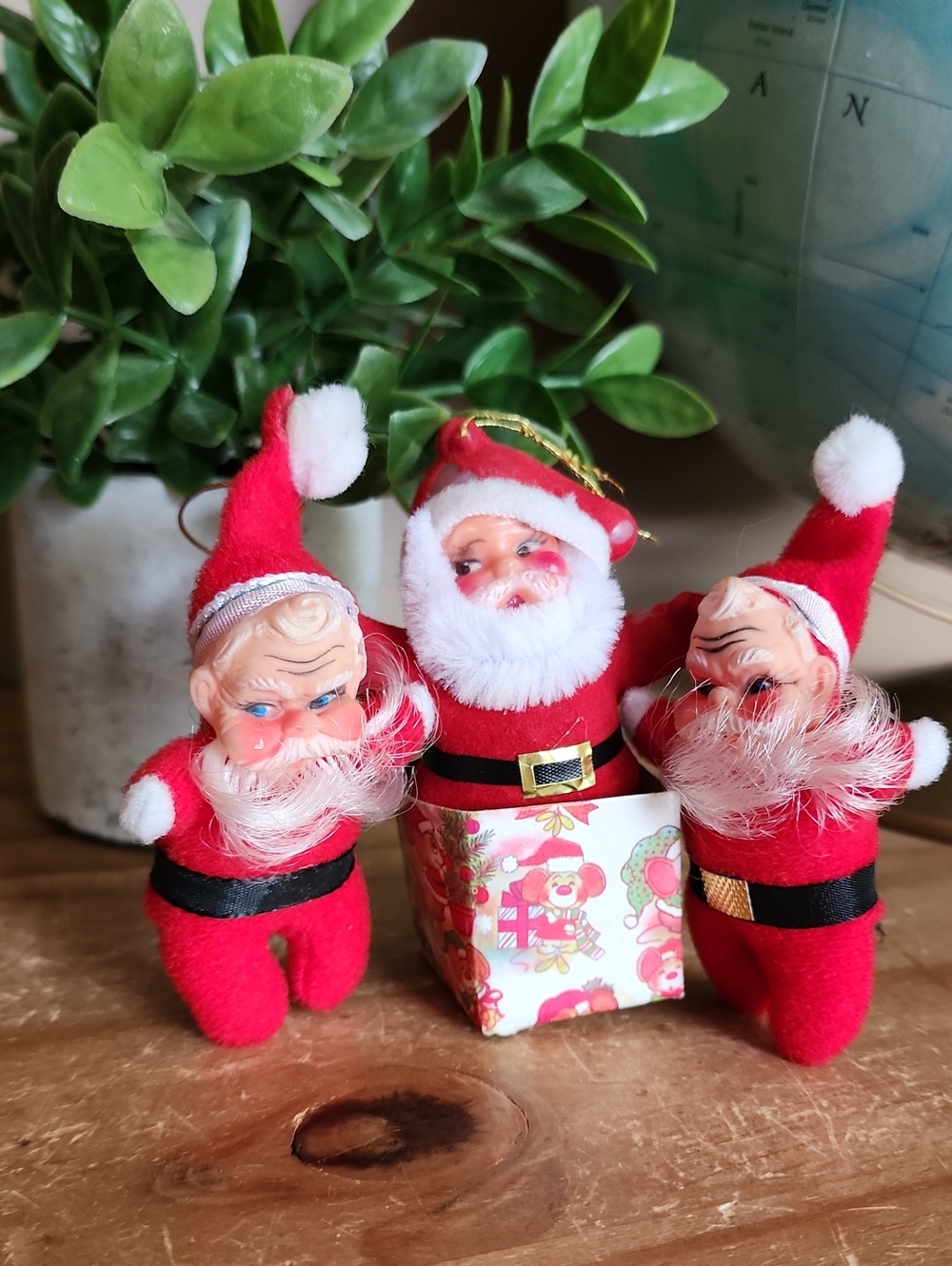 3 Vintage Santa Claus Ornaments